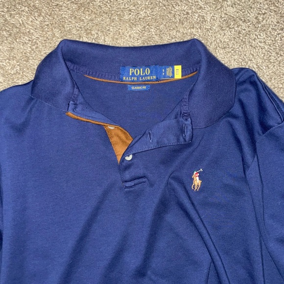 Mens Polo Classic Colored Long Sleeve Shirt - Picture 3 of 3